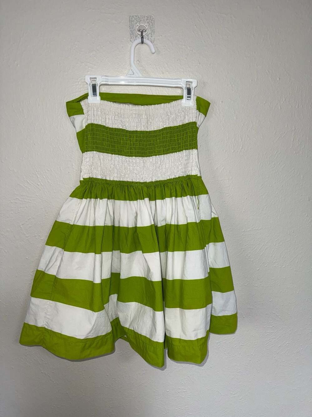 Gilly Hicks Green and White Striped Strapless Smocked Mini Dress - Picture 6 of 7
